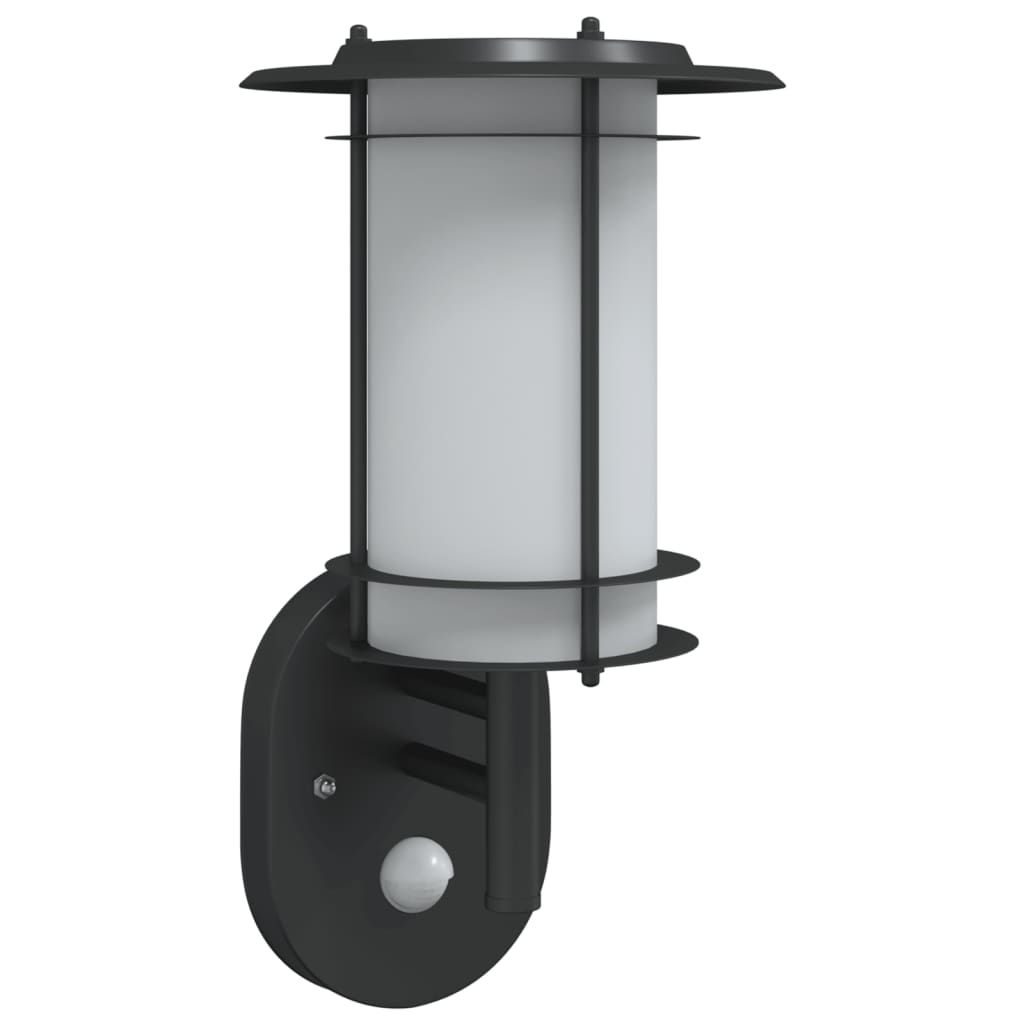 Vanjska zidna svjetiljka sa senzorom crna od čelika