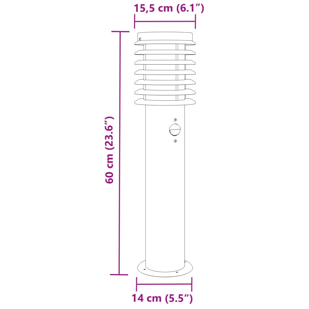 Vanjska podna svjetiljka sa senzorom crne 60 cm čelična