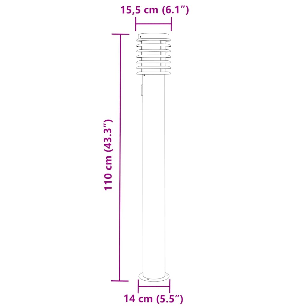 Vanjske podne svjetiljke sa utičnicom 3 kom crne 110 cm čelik