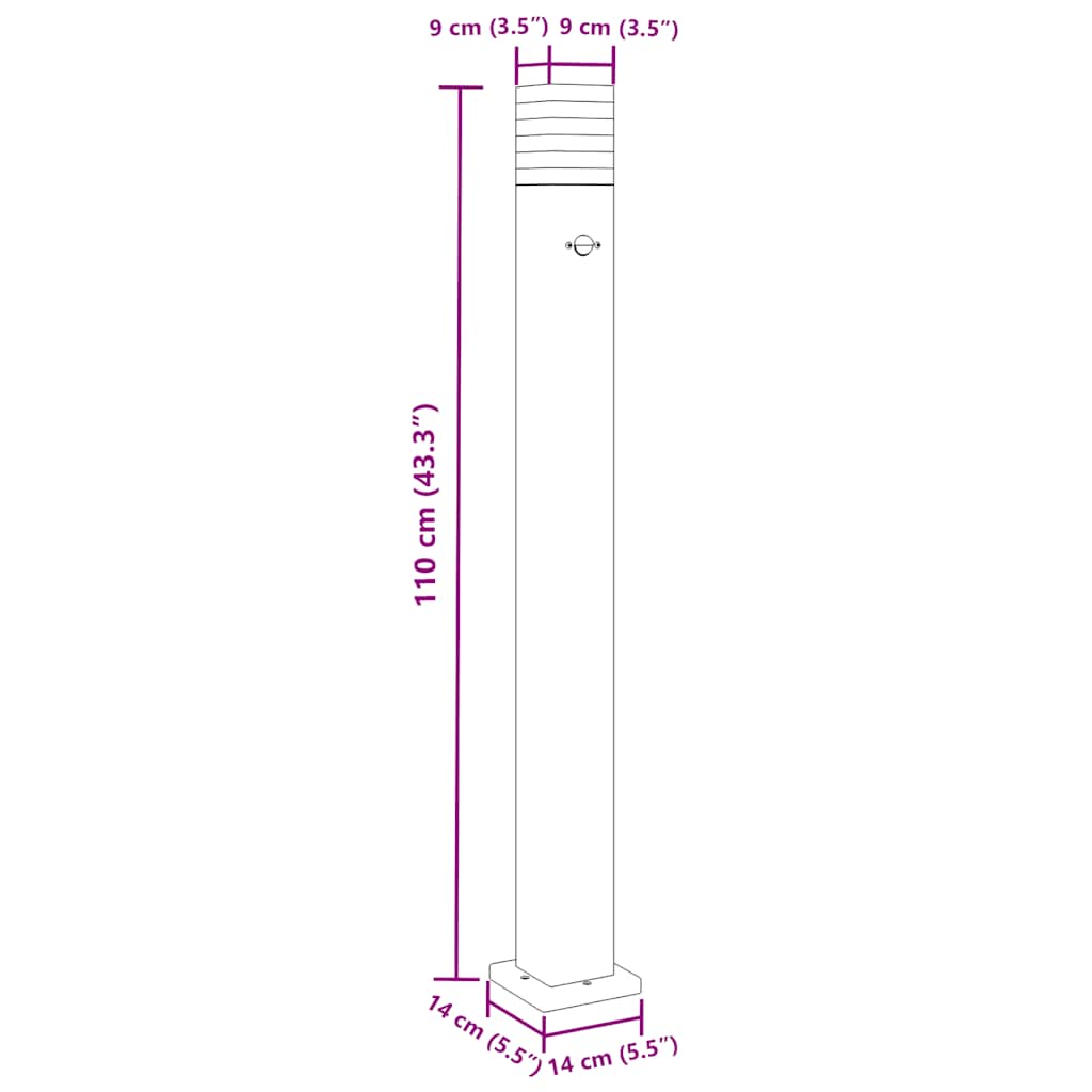 Vanjske podne svjetiljke sa senzorima 3kom crne 110cm aluminij