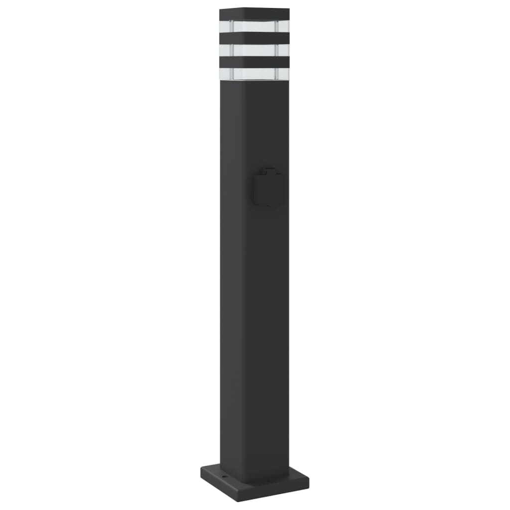 Vanjska podna svjetiljka s utičnicom crna 80 cm aluminijska
