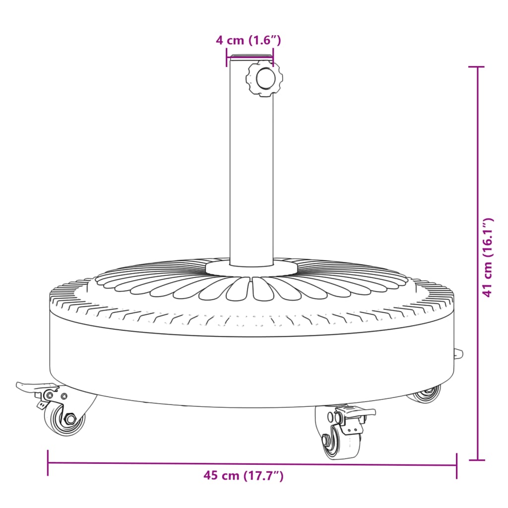 Baza suncobrana s kotačima za stupove Ø 38/48 mm 27 kg okrugla