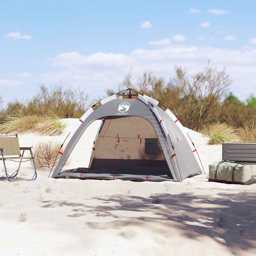 Šator za plažu za 2 osobe vodootporni sivi