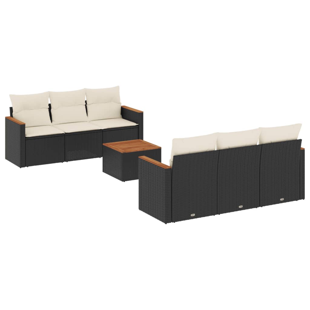 7-dijelni set vrtnih sofa od poliratana s jastucima crni