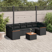 8-dijelni set vrtnih sofa od poliratana s jastucima crni