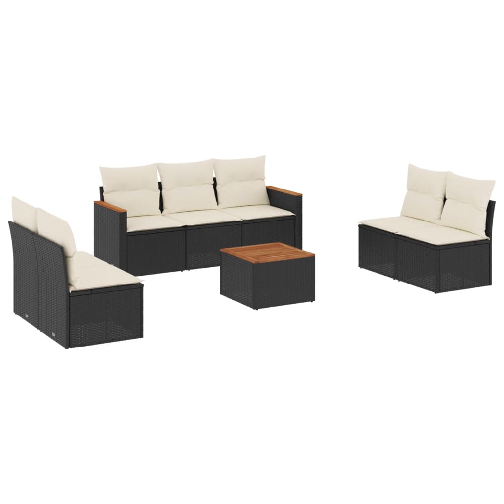 8-dijelni set vrtnih sofa od poliratana s jastucima crni