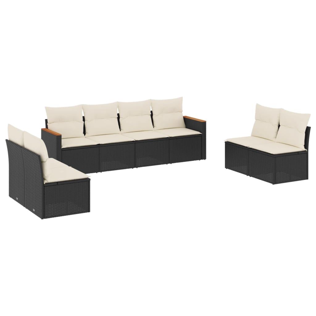 8-dijelni set vrtnih sofa od poliratana s jastucima crni