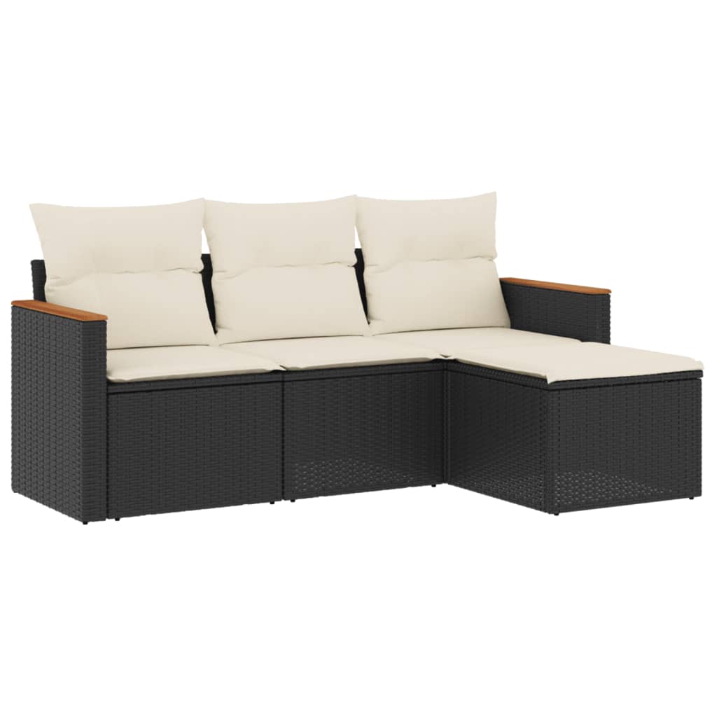 4-dijelni set vrtnih sofa od poliratana s jastucima crni