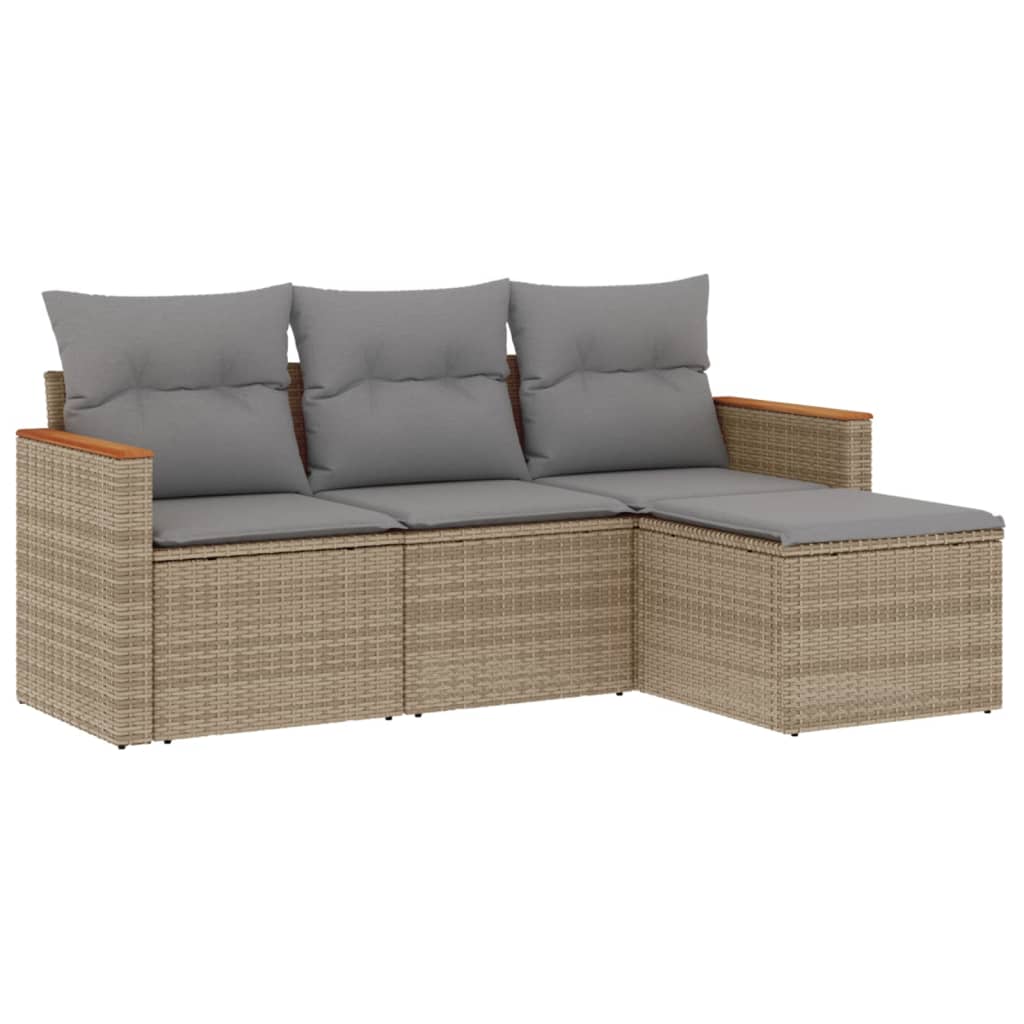 4-dijelni set vrtnih sofa s jastucima bež od poliratana