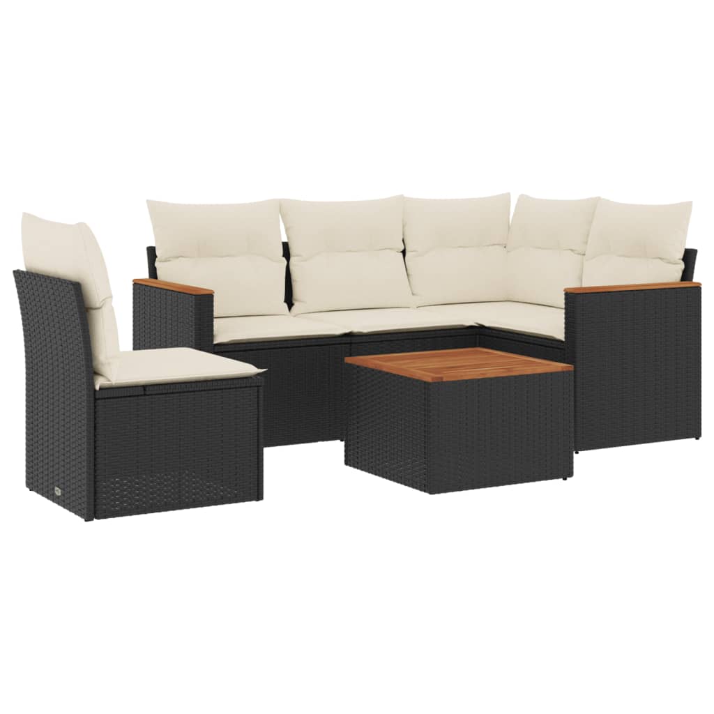 6-dijelni set vrtnih sofa s jastucima crni od poliratana