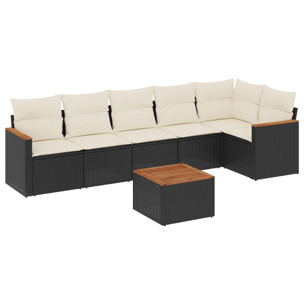 7-dijelni set vrtnih sofa od poliratana s jastucima crni