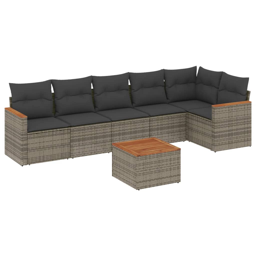 7-dijelni set vrtnih sofa sivi od poliratana