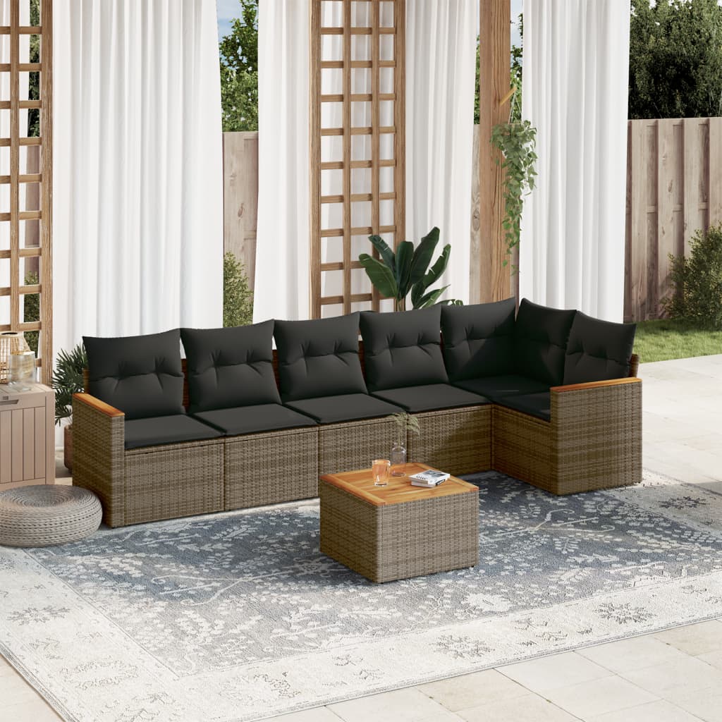 7-dijelni set vrtnih sofa sivi od poliratana