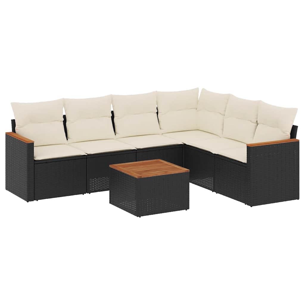 7-dijelni set vrtnih sofa od poliratana s jastucima crni