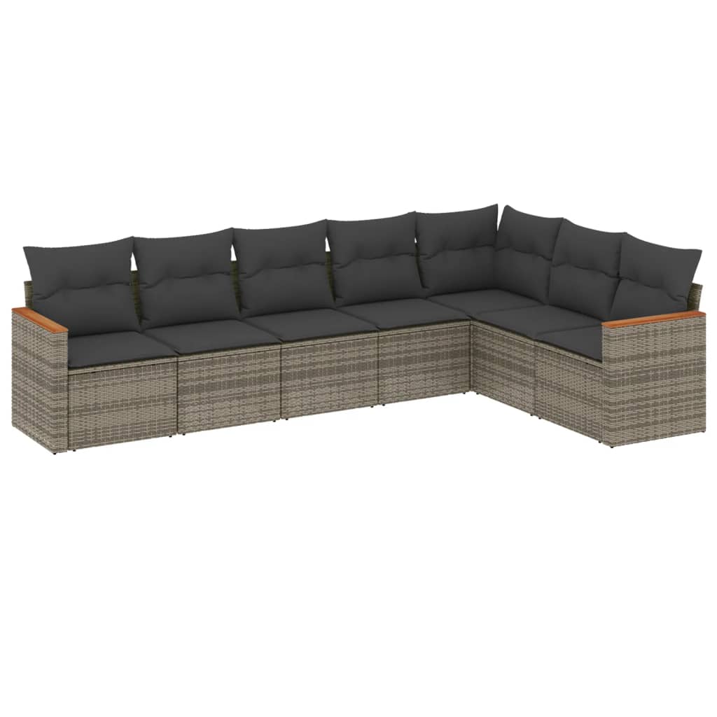 7-dijelni set vrtnih sofa sivi od poliratana