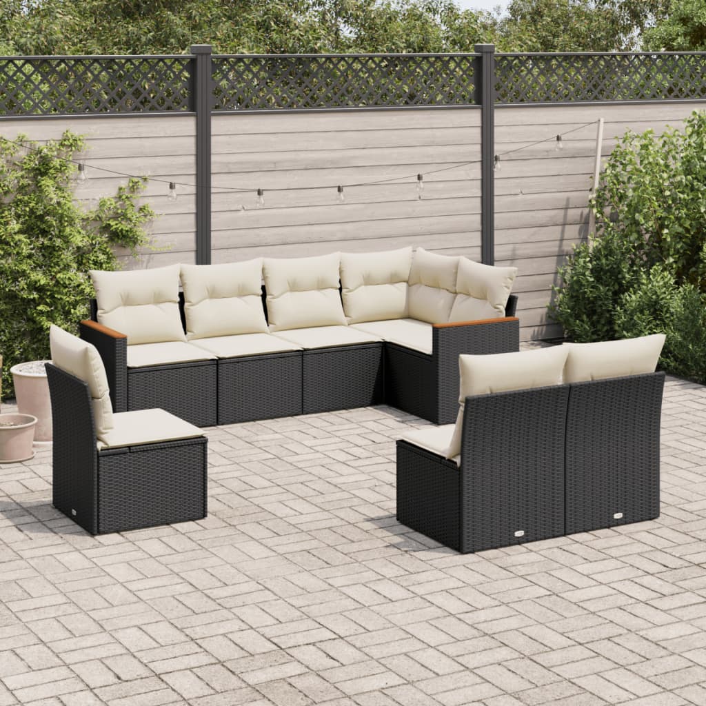 8-dijelni set vrtnih sofa od poliratana s jastucima crni