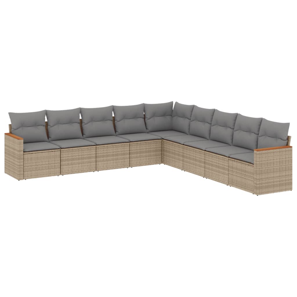 9-dijelni set vrtnih sofa s jastucima bež od poliratana