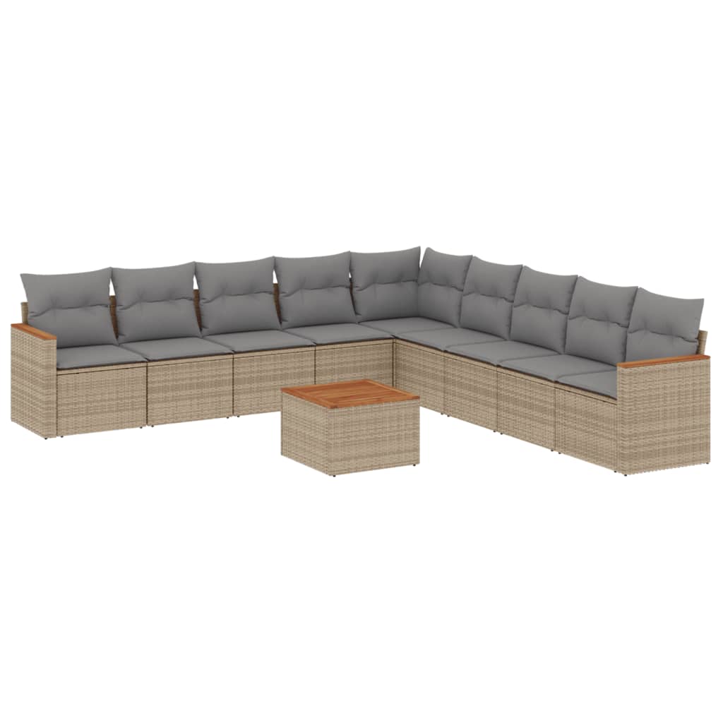 10-dijelni set vrtnih sofa s jastucima bež od poliratana