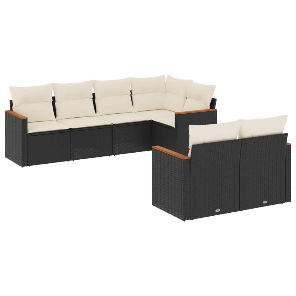 7-dijelni set vrtnih sofa od poliratana s jastucima crni