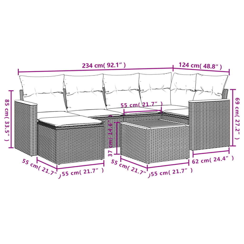 7-dijelni set vrtnih sofa sivi od poliratana