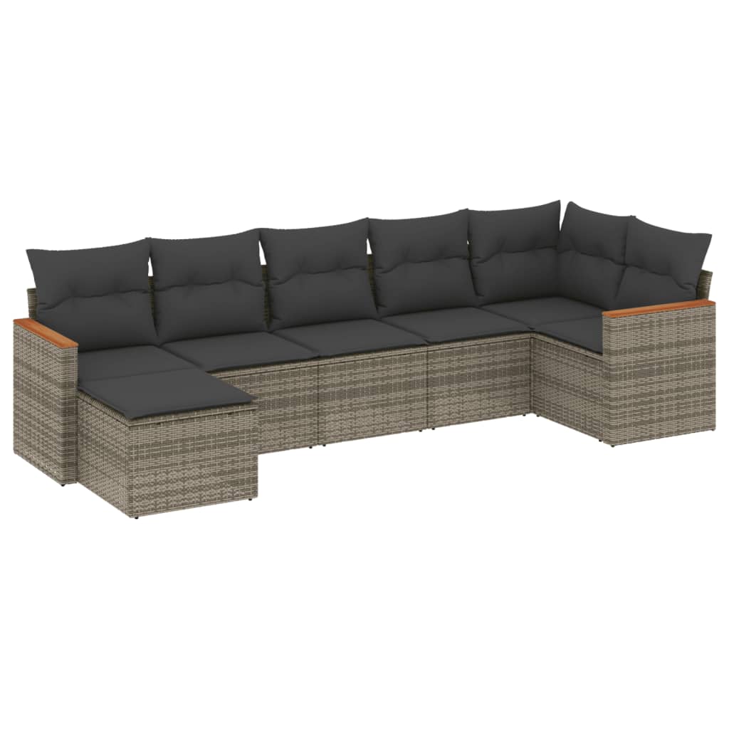 7-dijelni set vrtnih sofa sivi od poliratana