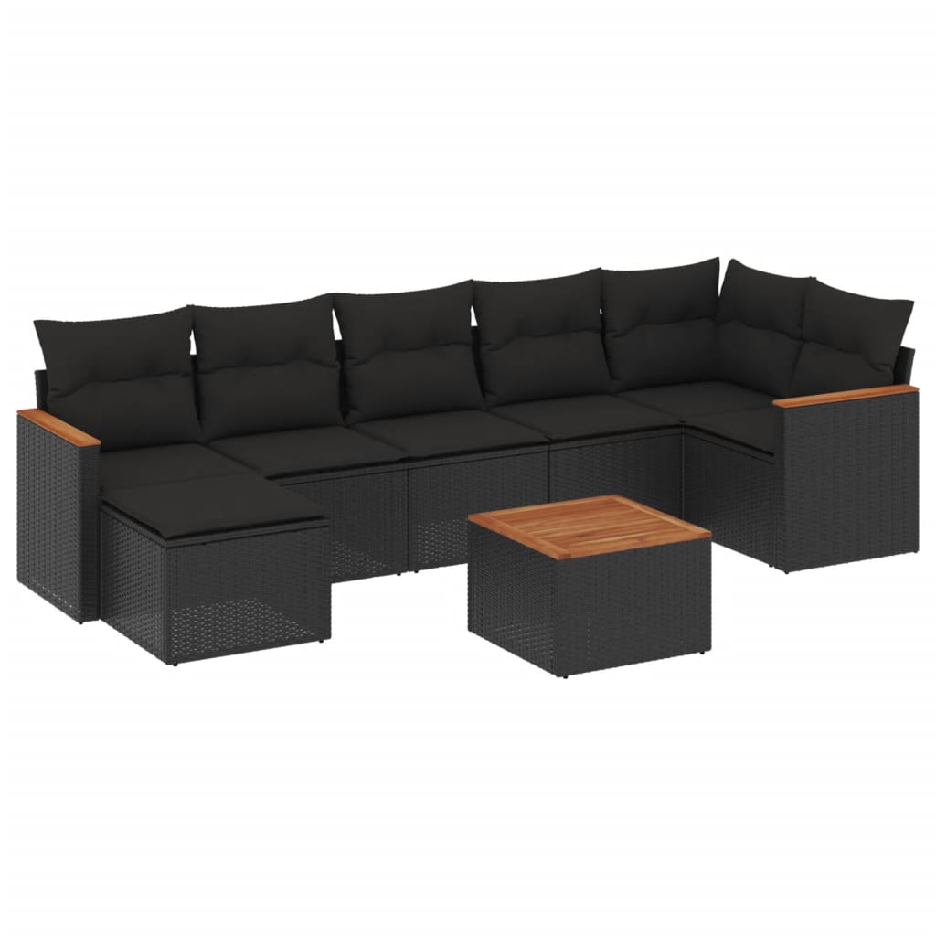 8-dijelni set vrtnih sofa od poliratana s jastucima crni