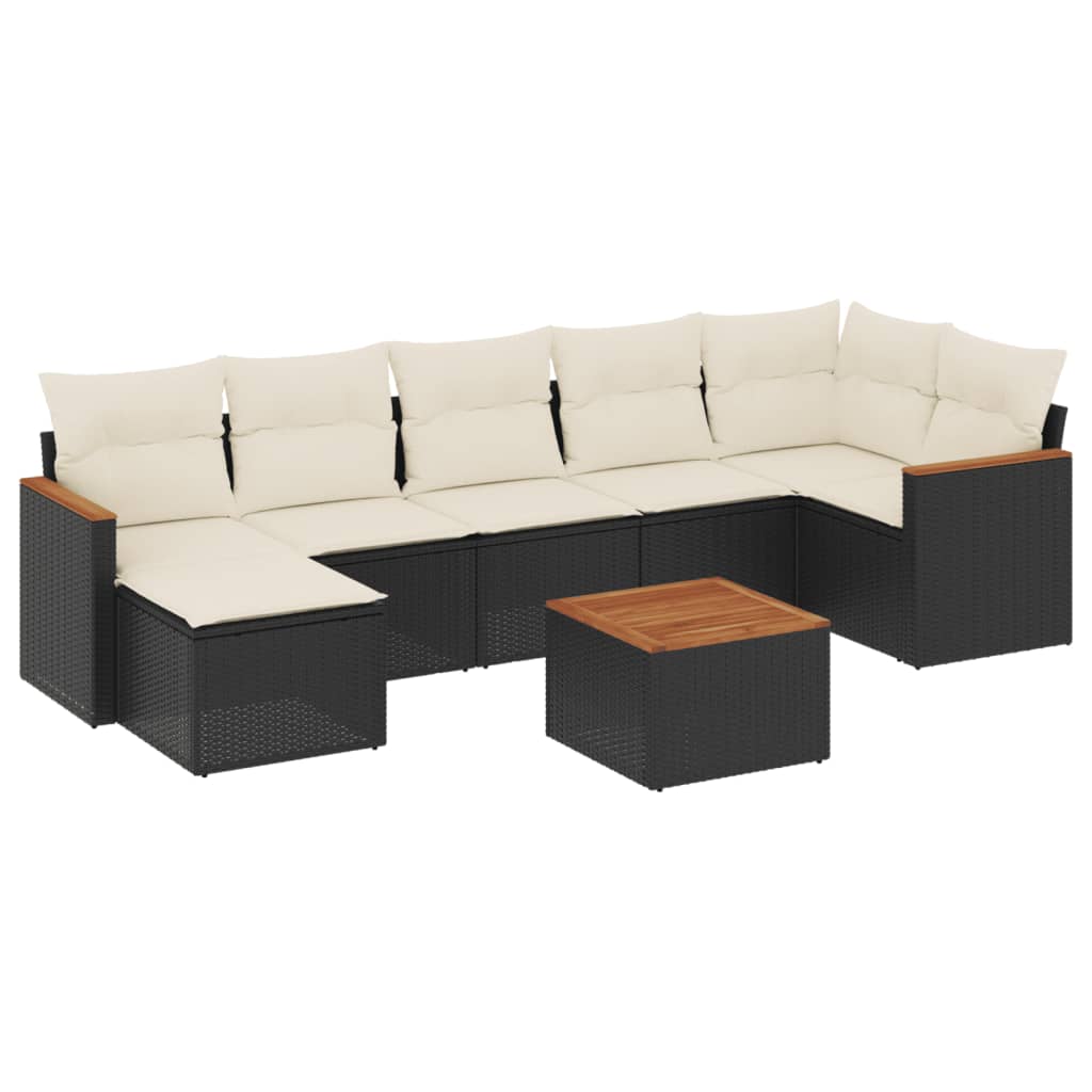 8-dijelni set vrtnih sofa od poliratana s jastucima crni