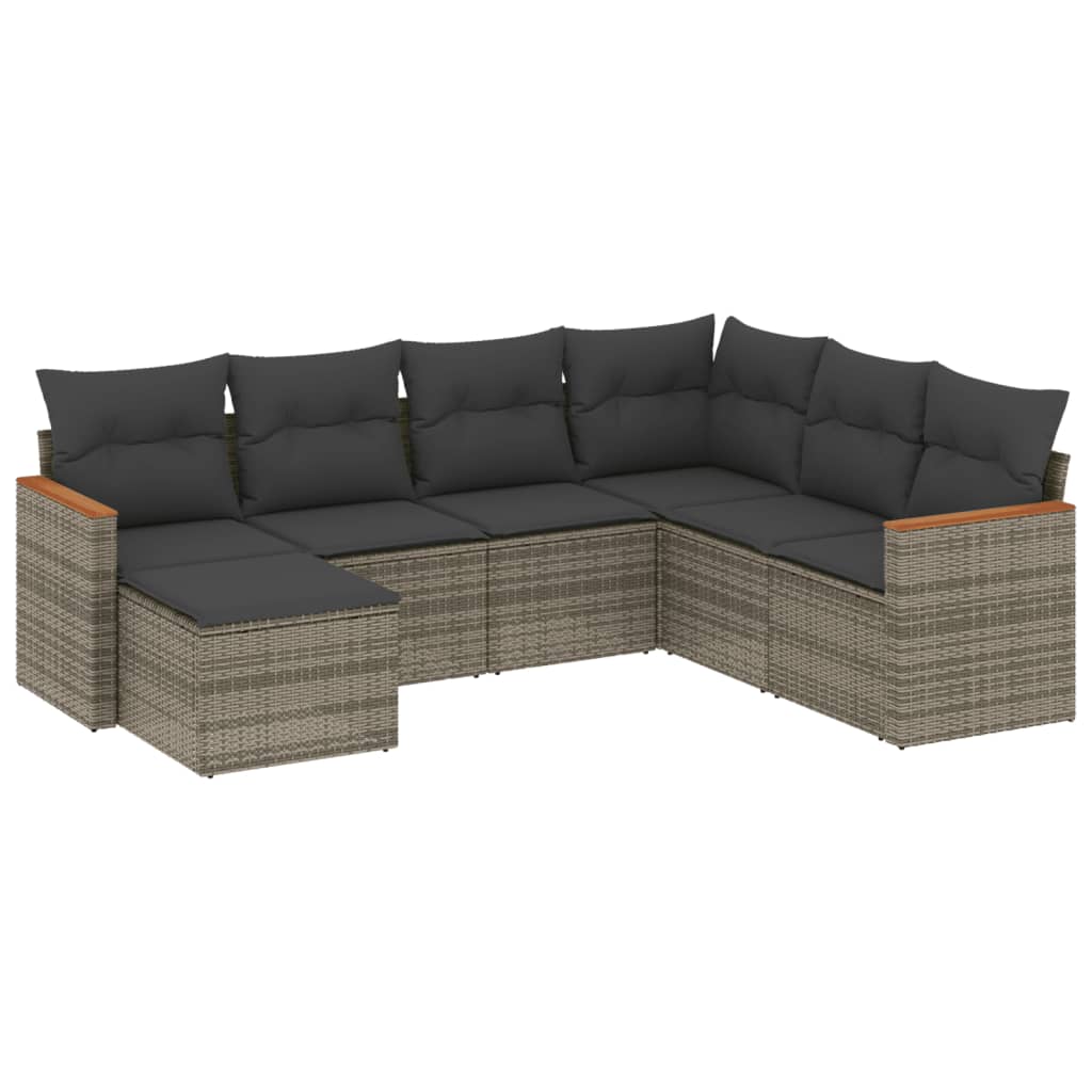 7-dijelni set vrtnih sofa sivi od poliratana