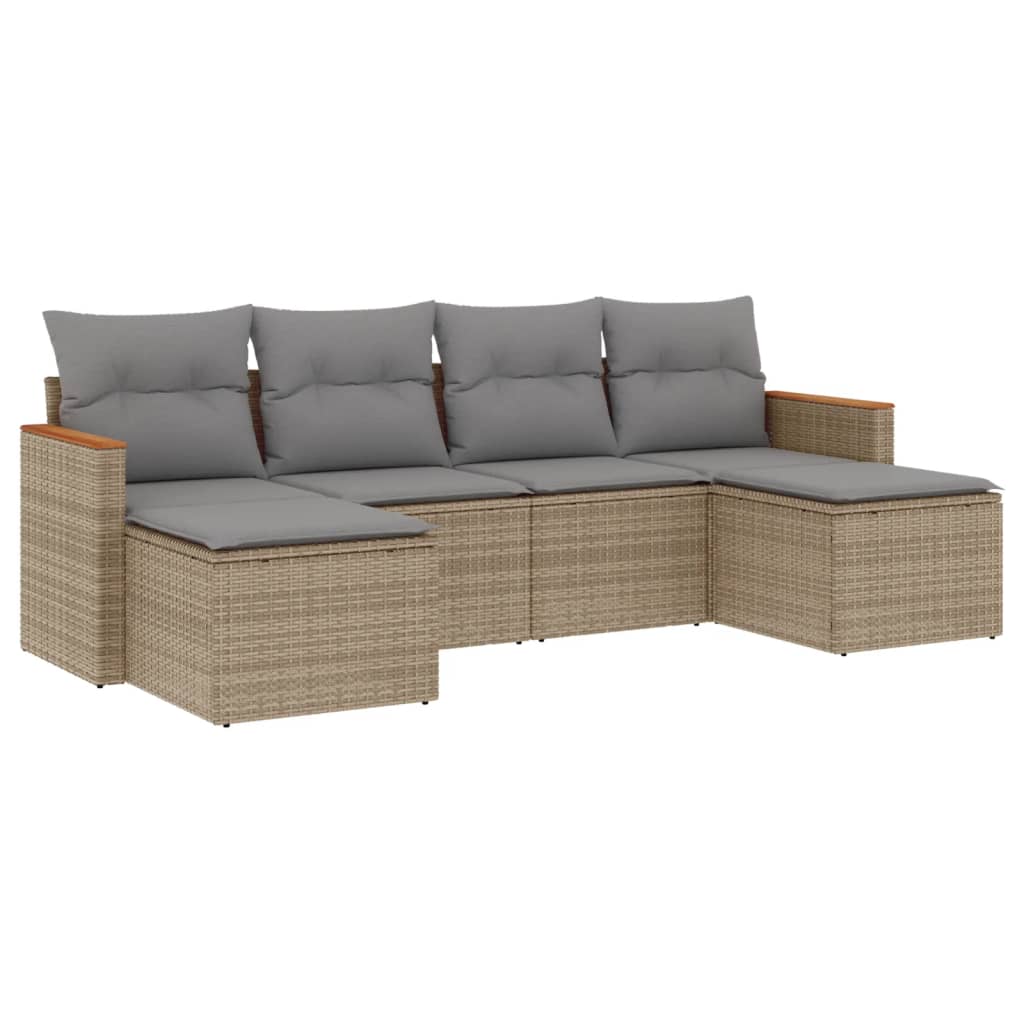 6-dijelni set vrtnih sofa s jastucima bež od poliratana