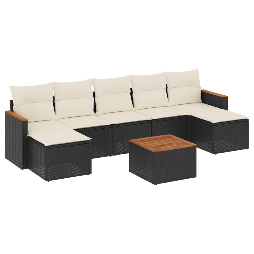 8-dijelni set vrtnih sofa od poliratana s jastucima crni