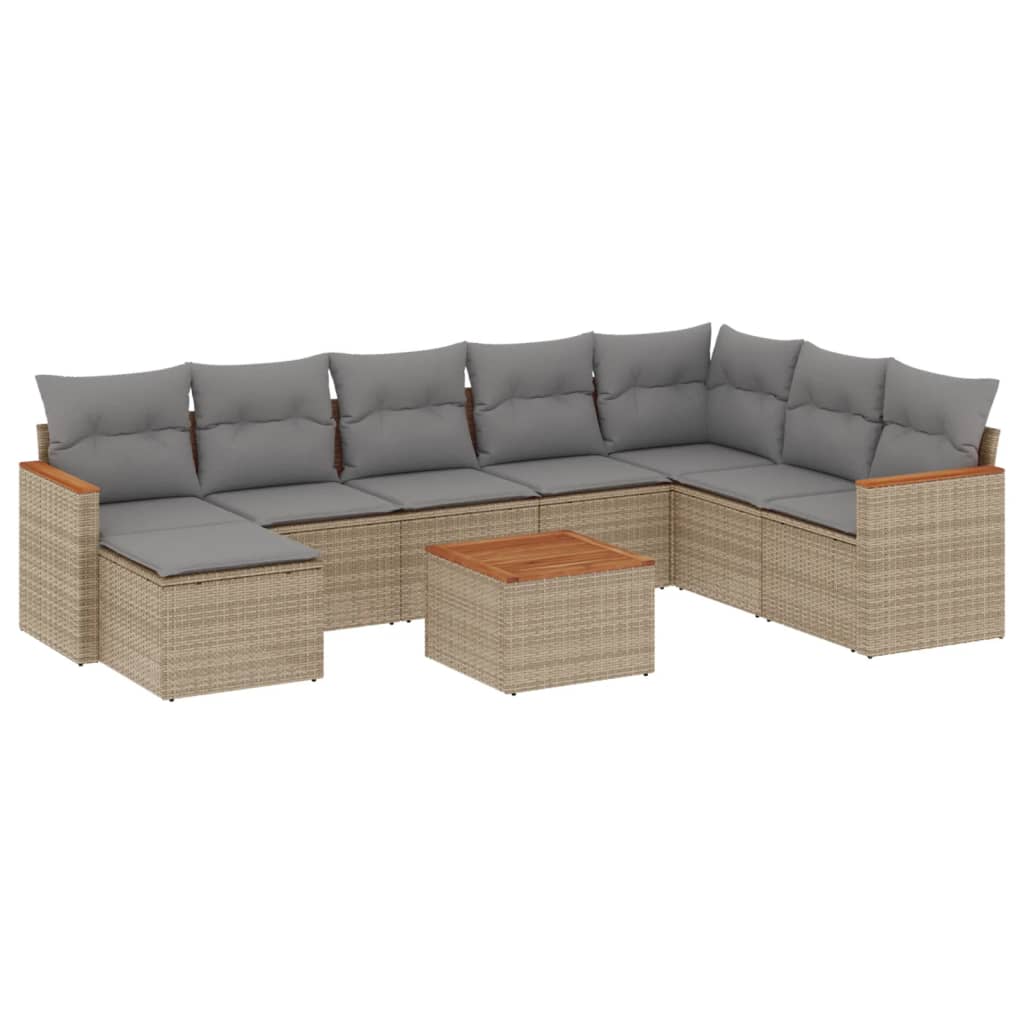 9-dijelni set vrtnih sofa s jastucima bež od poliratana