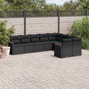 9-dijelni set vrtnih sofa s jastucima crni od poliratana