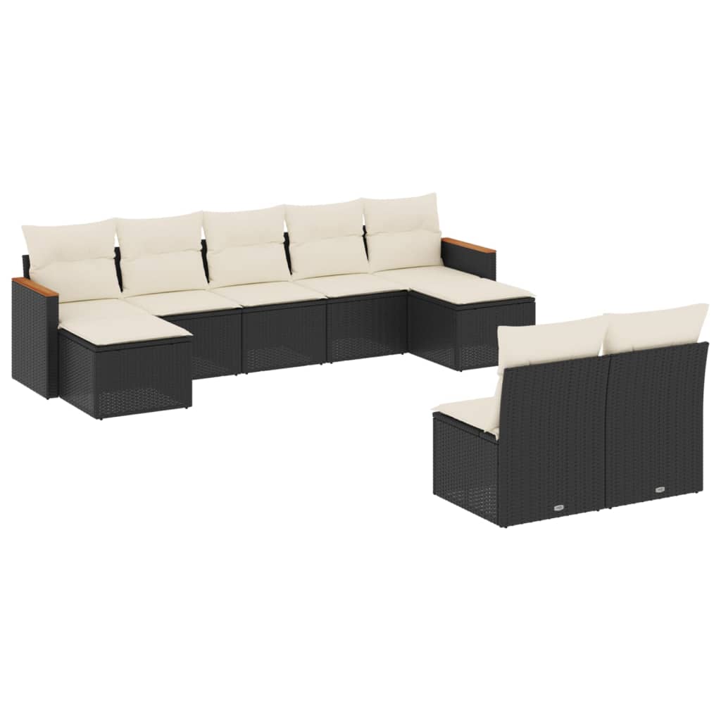 9-dijelni set vrtnih sofa s jastucima crni od poliratana