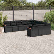 11-dijelni set vrtnih sofa od poliratana s jastucima crni