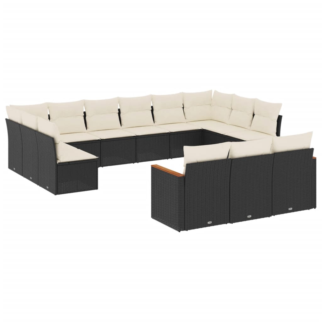 13-dijelni set vrtnih sofa s jastucima poliratan crni