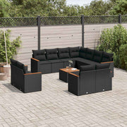 12-dijelni set vrtnih sofa od poliratana s jastucima crni