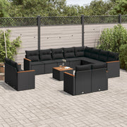 13-dijelni set vrtnih sofa s jastucima poliratan crni