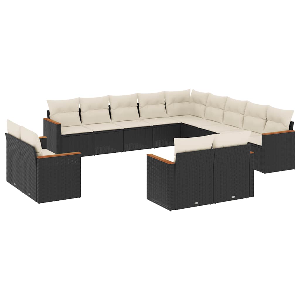 13-dijelni set vrtnih sofa s jastucima poliratan crni
