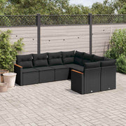 8-dijelni set vrtnih sofa od poliratana s jastucima crni