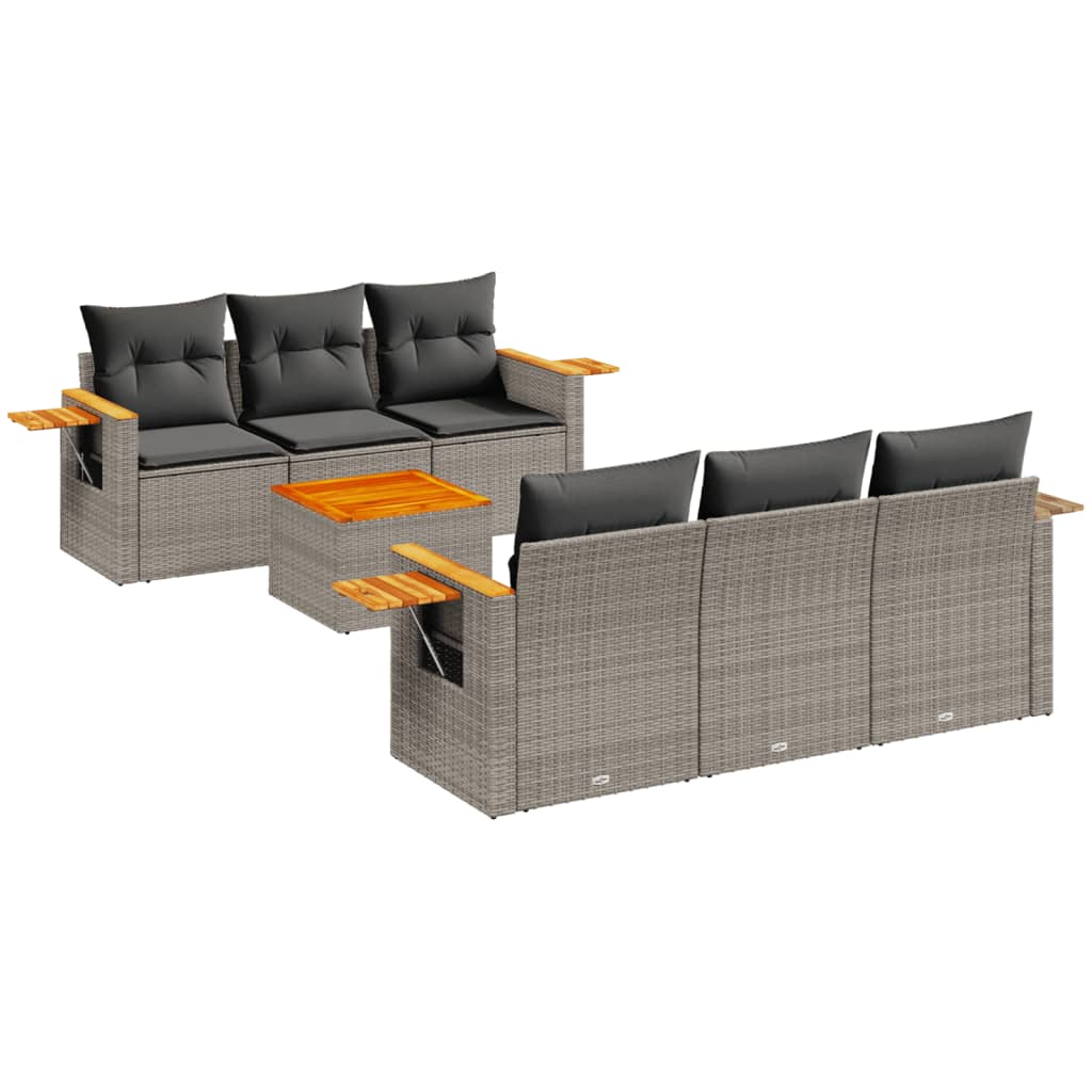 7-dijelni set vrtnih sofa sivi od poliratana