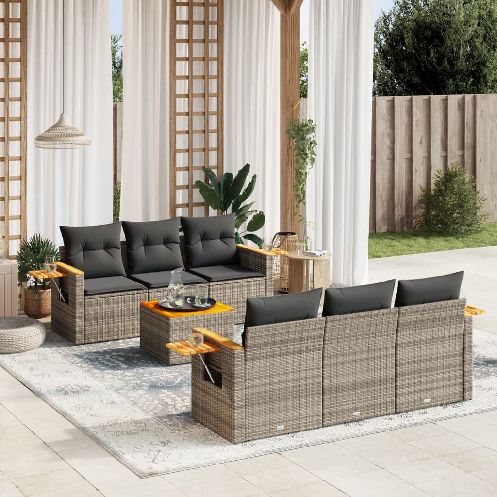 7-dijelni set vrtnih sofa sivi od poliratana