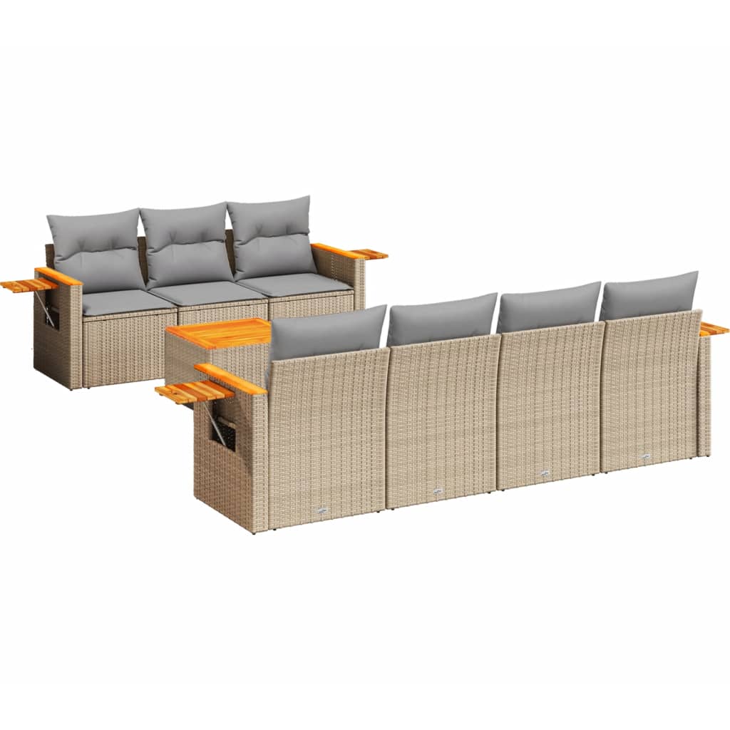 8-dijelni set vrtnih sofa od poliratana s jastucima bež