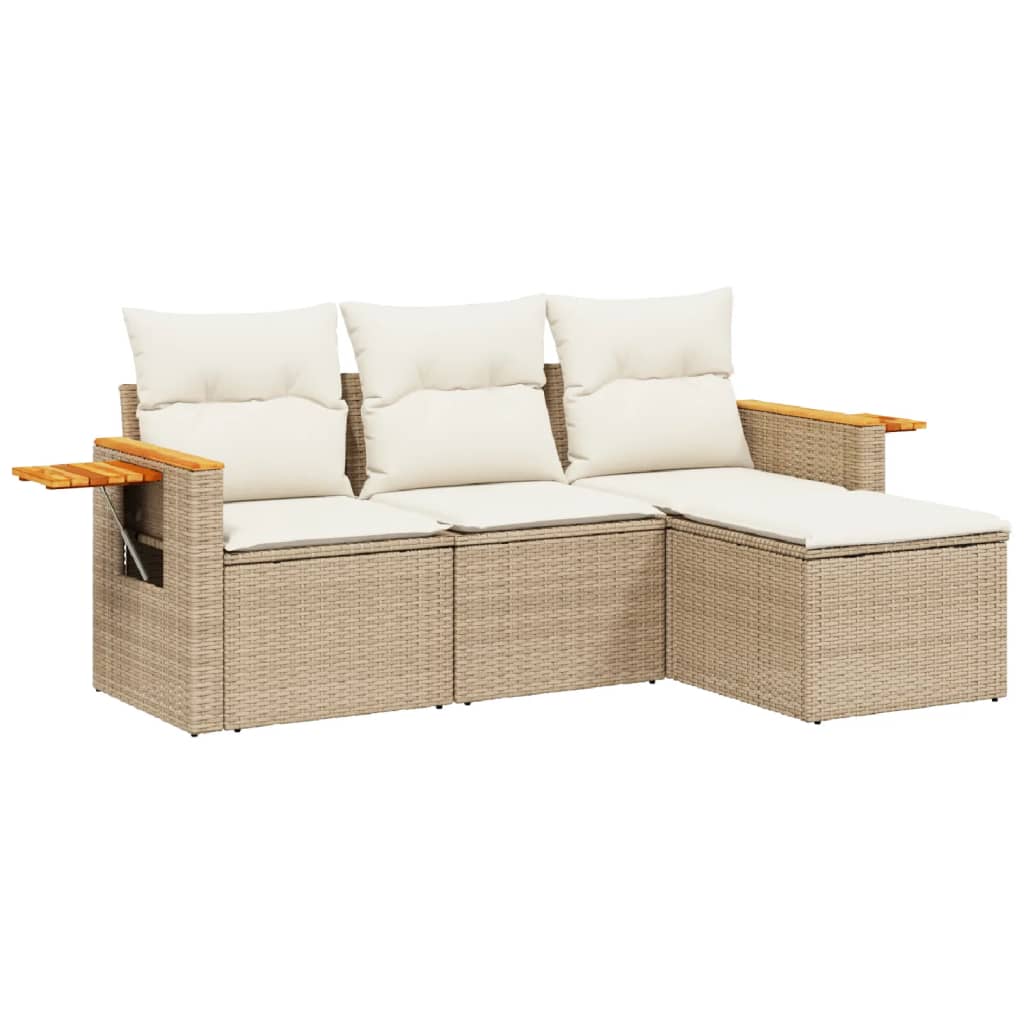 4-dijelni set vrtnih sofa s jastucima bež od poliratana