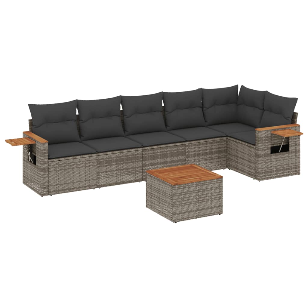 7-dijelni set vrtnih sofa sivi od poliratana