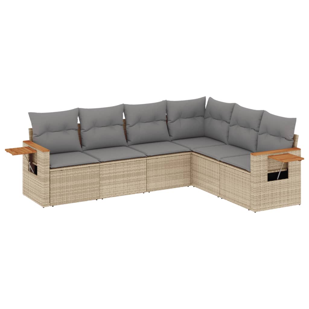6-dijelni set vrtnih sofa s jastucima bež od poliratana