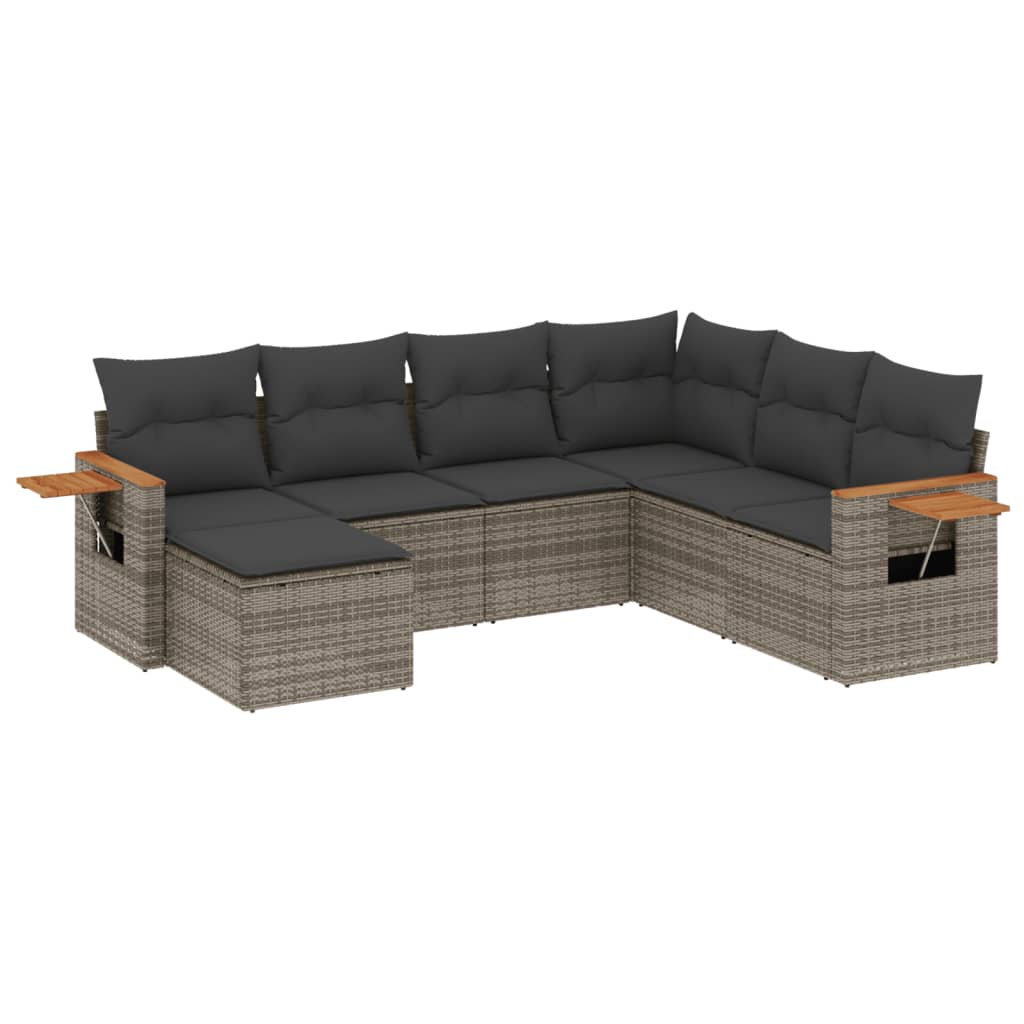 7-dijelni set vrtnih sofa sivi od poliratana
