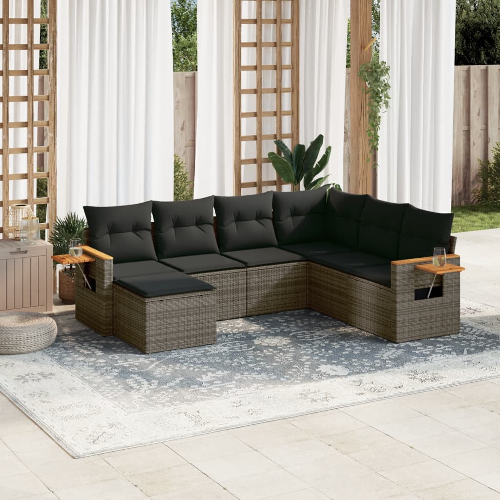 7-dijelni set vrtnih sofa sivi od poliratana