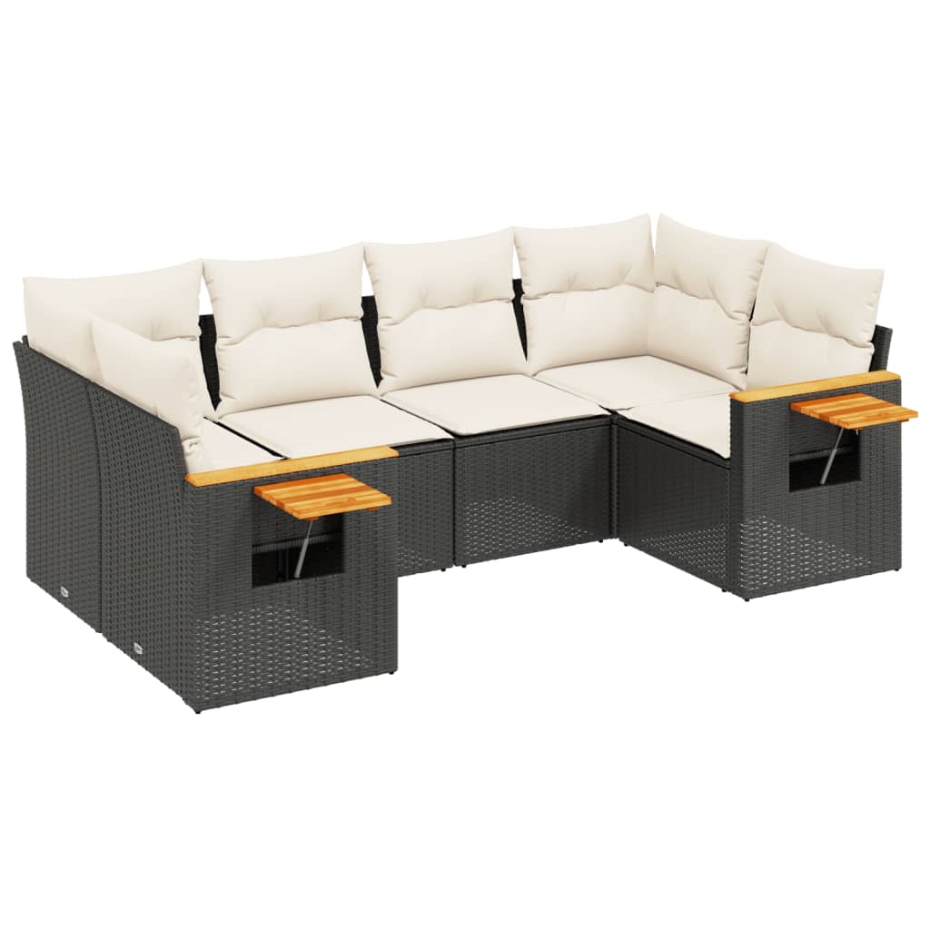 6-dijelni set vrtnih sofa s jastucima crni od poliratana