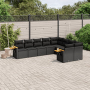 9-dijelni set vrtnih sofa s jastucima crni od poliratana