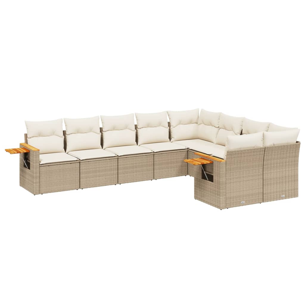 9-dijelni set vrtnih sofa s jastucima bež od poliratana